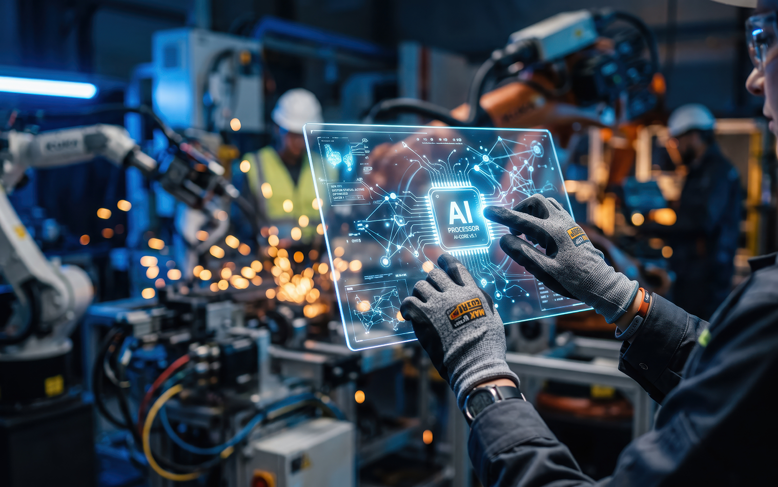Operator manipulating a machine using a touchscreen