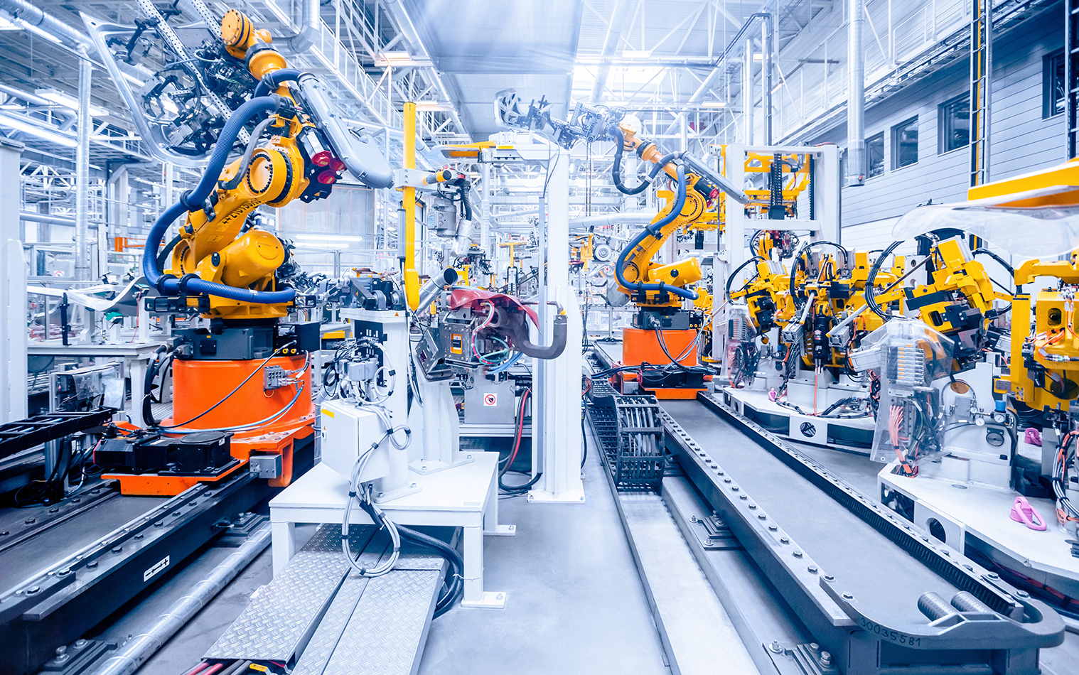 Coordinated robots on a manufacturing line