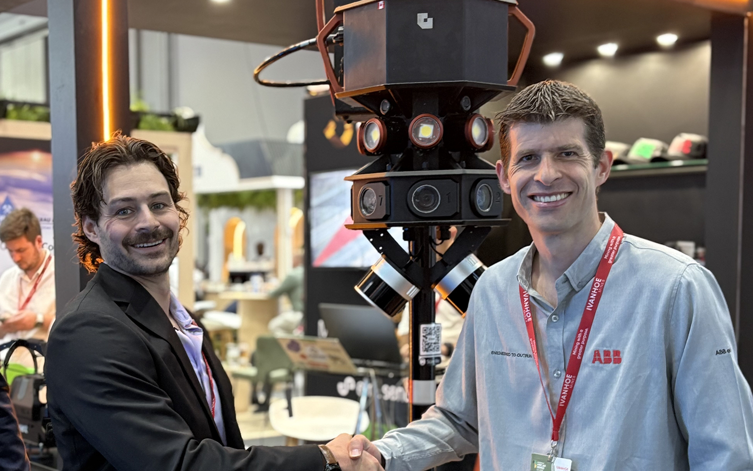 Alexandre Grenier CEO of Point Laz (left) together with John Manuell Global Business Unit Manager for Hoisting, at ABB. Image ABB